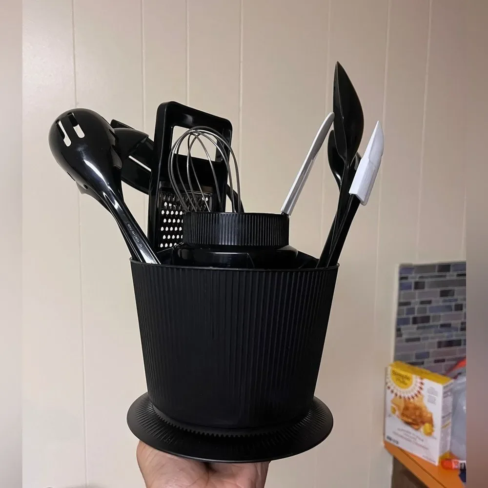 NEW Kitchen 10 Piece Utencil Cooking Set Revolving Caddy